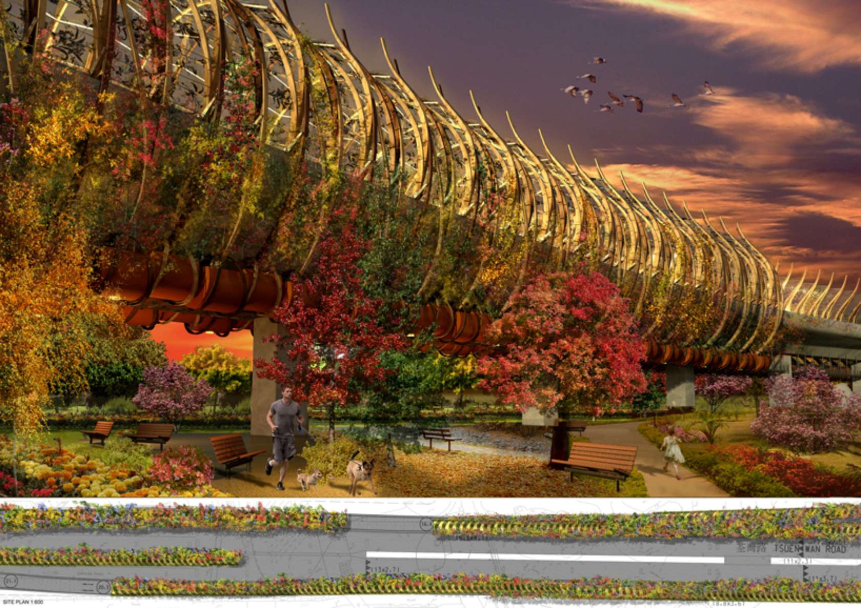 Forest Corridor a Highway Noise Barrier in Hong Kong by BREAD studio